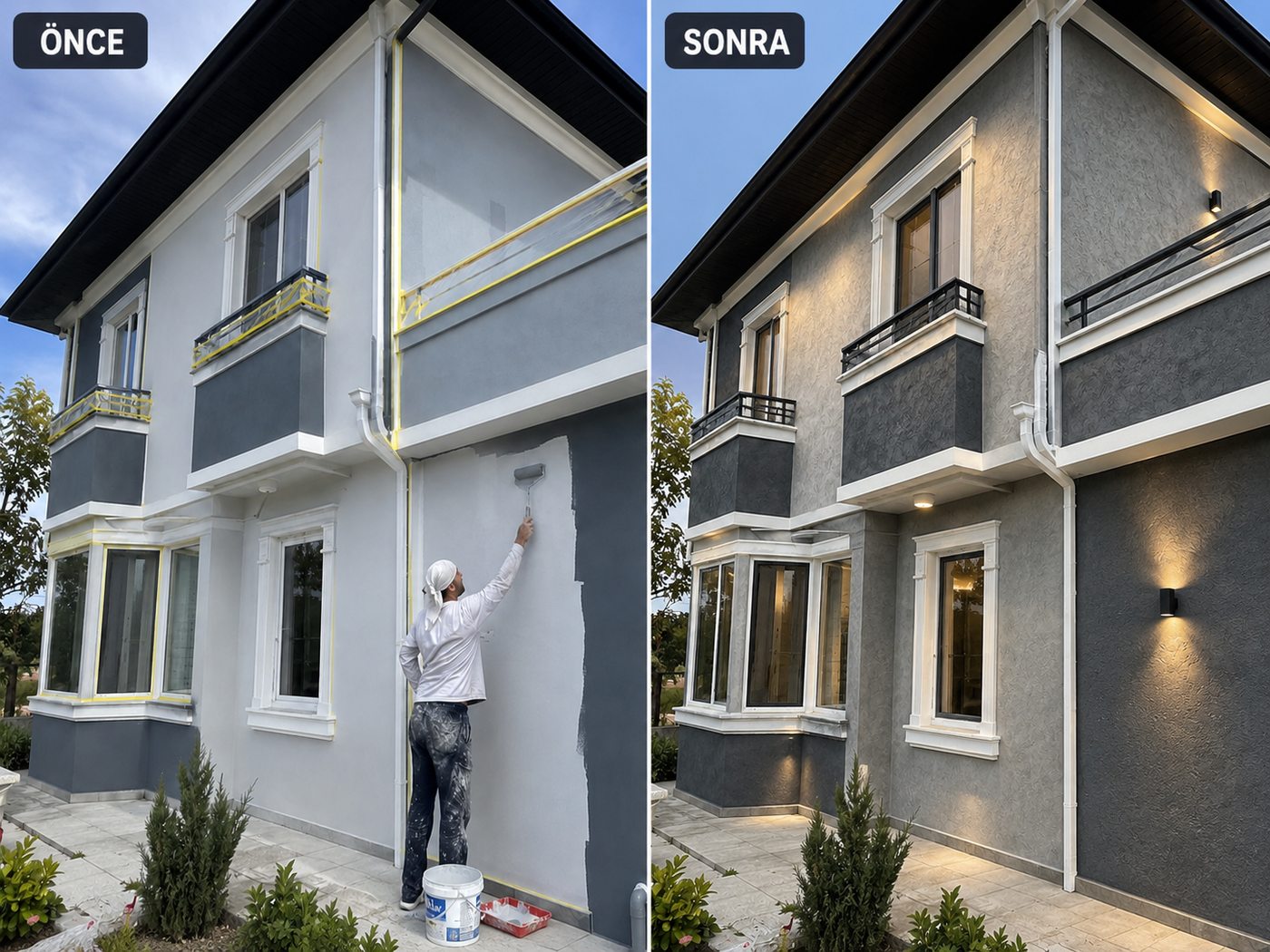 Urla dış cephe boya öncesi ve sonrası